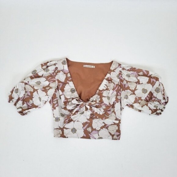 Abercrombie & Fitch Crop Top Puff Sleeve Sweetheart Neckline Short Peasant - Picture 6 of 11